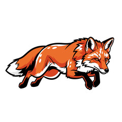 Fototapeta premium Cartoon Fox Leaping Forward with Orange Fur and Black Paws, White Spots