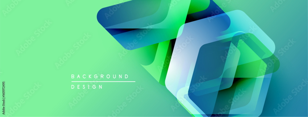 Aufkleber abstract geometric shapes overlap, creating vibrant green gradient background. modern design element