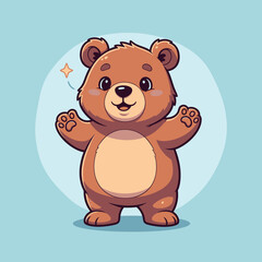 Fototapeta premium Cheerful Cartoon Bear with Open Arms and a Smiling Expression