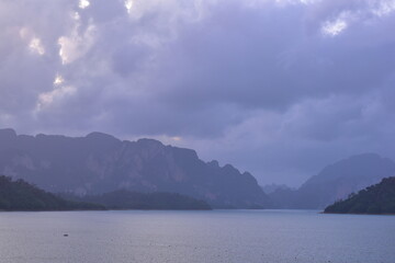 Eerie Atmosphere: Dark Storm Clouds Gathering, Ratchaprapha Dam, Ratchaprapha Dam Sunset