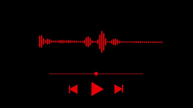 Digital Audio Waveform with Neon Media Player Controls &ndash; Spotify-Style Music Visualizer, Song Playback UI for EDM and Podcasts