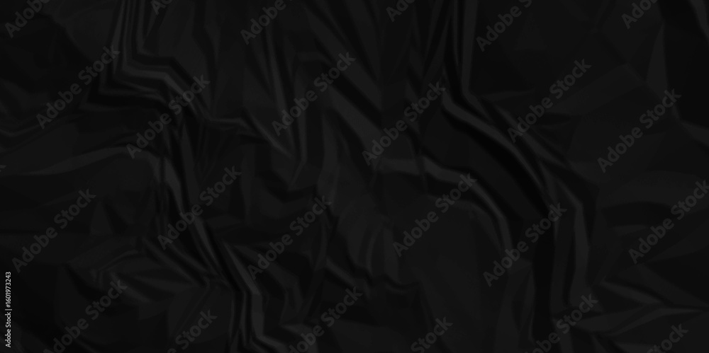 Poster dark black crumpled recycled craft paper texture background. abstract blank background with space pa