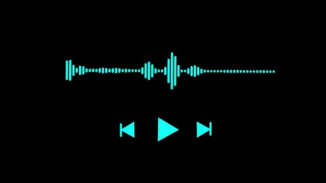 Digital Audio Waveform with Neon Media Player Controls &ndash; Spotify-Style Music Visualizer, Song Playback UI for EDM and Podcasts