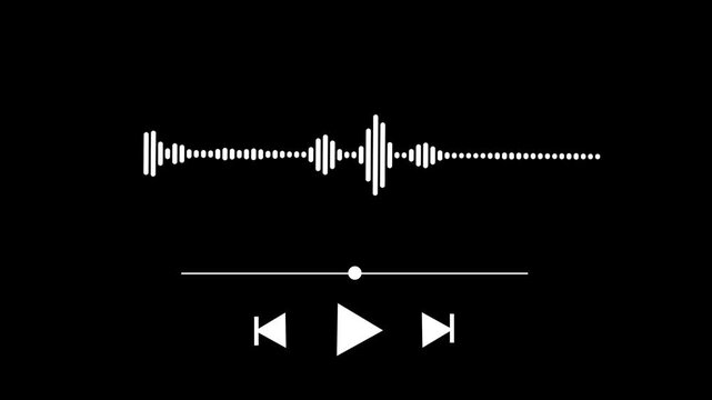 Digital Audio Waveform with Neon Media Player Controls &ndash; Spotify-Style Music Visualizer, Song Playback UI for EDM and Podcasts