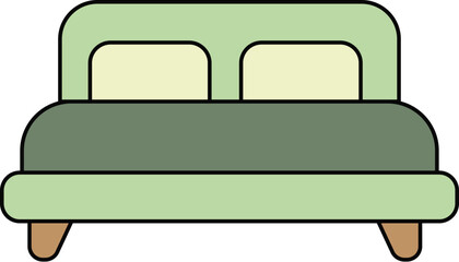 Minimalist Bed with Pillows Vector Illustration