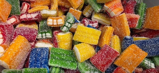 Gummies , Sugar Coated Mixed Fruit, closeup 