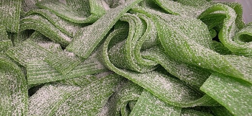 sour strips gummies, green, candy, 