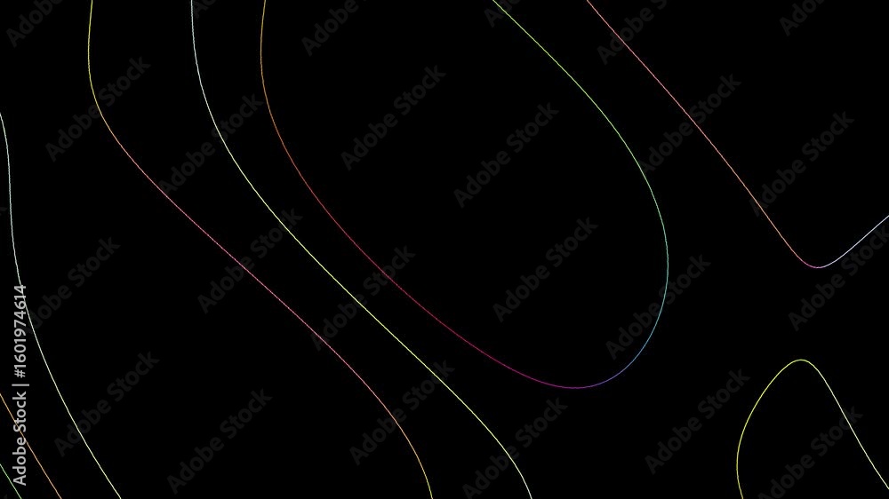 Poster abstract colorful lines and shapes on a black background creating a modern artistic design