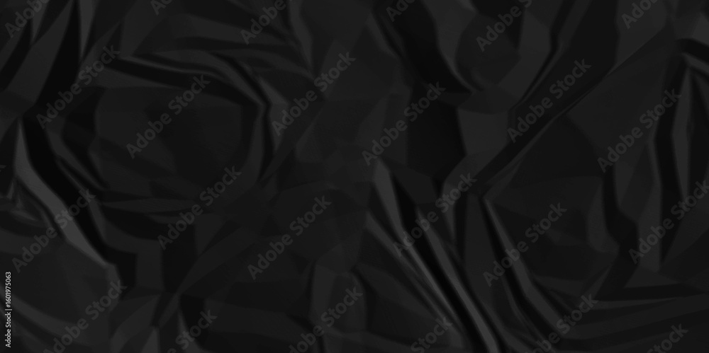 Poster dark black crumpled recycled craft paper texture background. abstract blank background with space pa