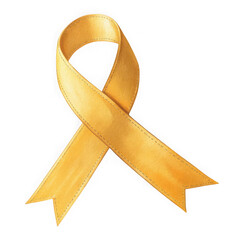 Ai generated image of a looped golden awareness ribbon isolated on transparent background