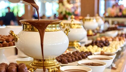 Fototapeta premium Chocolate fondue station