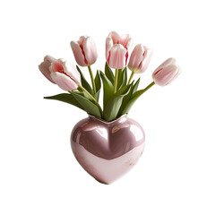 Pale Pink Blooms in Shiny Pink Vase

