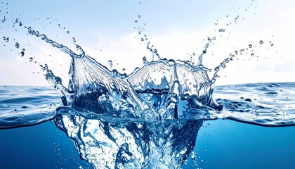 透明な水が跳ねる瞬間の美しいスプラッシュ