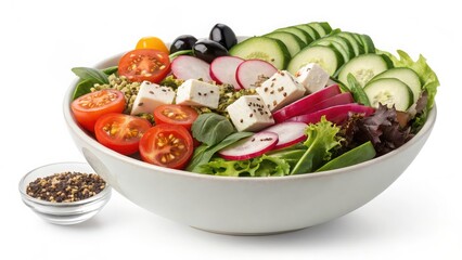 Delicious and healthy greek salad recipe with fresh vegetables feta and olives for lunch or dinner idea