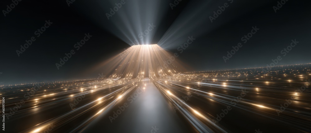 Poster futuristic lighthouse display in a modern digital environment for technology and innovation design