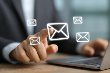 Important Email. Businessman Checking Corporate Account on Computer for Communication Concept