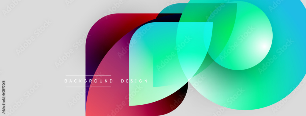 Poster abstract colorful overlapping circles create dynamic visual. gradient shades blend, forming modern b