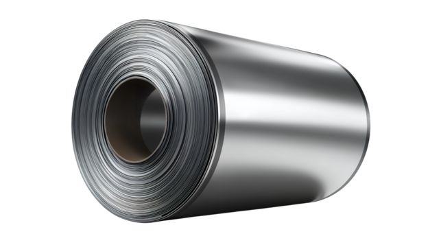 Metallic Steel Coil Industrial Material Texture isolated on a transparent background