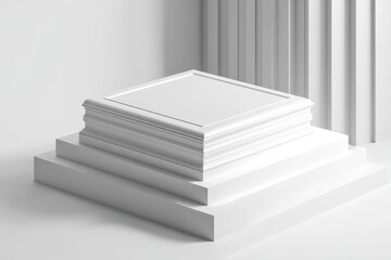 Obraz premium White pedestal with layered architectural design.