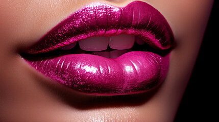 Obraz premium Electric Fuchsia Hot Lipstick Design Sophisticated Delicate Bold Fuchsia. The Boldest Lip Colour of 2025. 