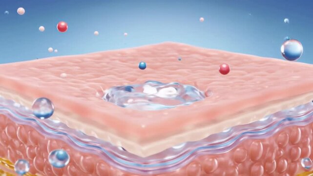 3D Animation of Moisture Absorption Through Skin Layers Ideal for beauty product demos, skin science education, or cosmetic ingredient spotlights.