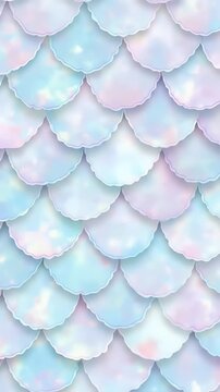 Underwater inspired fish scale seamless pattern in pastel mermaid colors &mdash; light blue, aqua, lavender, soft pink gradient for fantasy and ocean themes.

