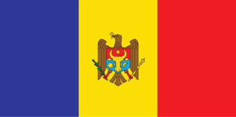 Nationall flag of Moldova. Vector illustration
