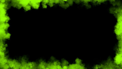 Smoke frame green flame . Border fog mist texture effect for film , text or space