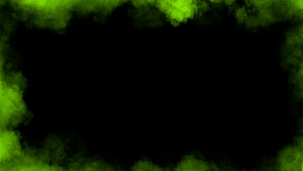 Smoke frame green flame . Border fog mist texture effect for film , text or space