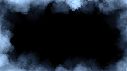 Smoke frame blue flame . Border fog mist texture effect for film , text or space