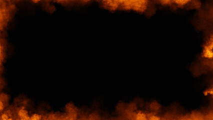 Fire smoke frame flame . Border fog mist texture effect for film , text or space