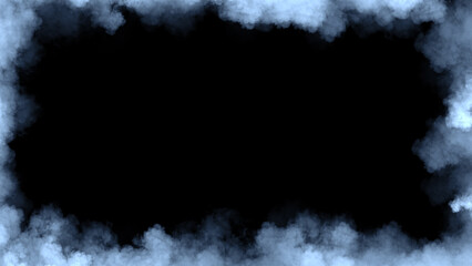 Smoke frame blue flame . Border fog mist texture effect for film , text or space