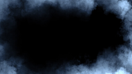Smoke frame blue flame . Border fog mist texture effect for film , text or space