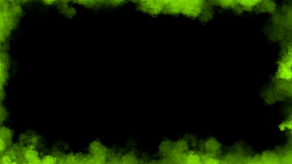 Smoke frame green flame . Border fog mist texture effect for film , text or space