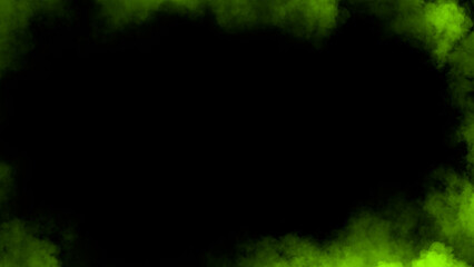 Smoke frame green flame . Border fog mist texture effect for film , text or space