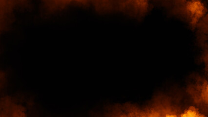 Fire smoke frame flame . Border fog mist texture effect for film , text or space