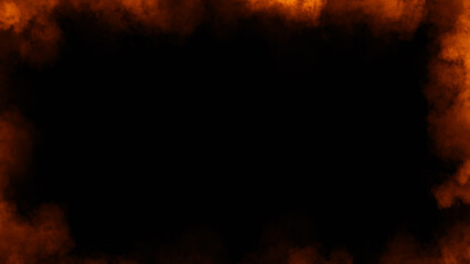 Fire smoke frame flame . Border fog mist texture effect for film , text or space