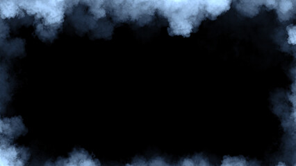 Smoke frame blue flame . Border fog mist texture effect for film , text or space