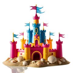 "Whimsical Beach Toy Castle on White"

