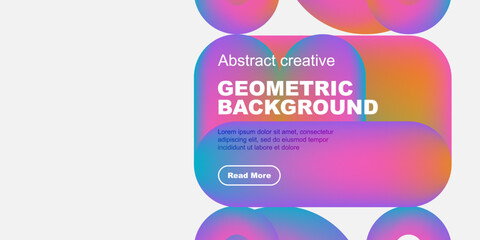 Abstract geometric design. Vibrant colors blend, creating modern background. Text promotes further exploration. Simple, clean aesthetic.