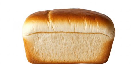 Loaf of bread, golden crust on transparent png background