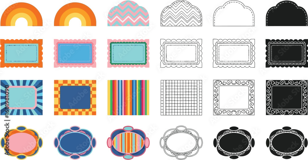Poster vector graphic of assorted frames and borders for design elements and creative projects illustration