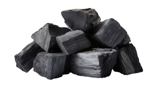 Pile Of Charcoal Pieces isolated on a transparent background - Powered by Adobe