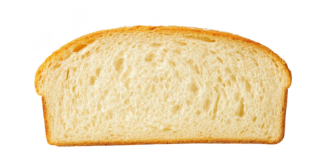 Slice of bread detailed view on transparent png background