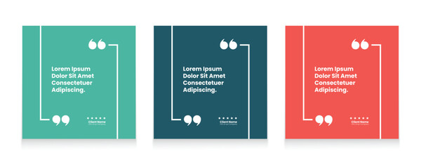 Quote frames blank templates set. Set of speech bubble quotes template. Textbox isolated on a color background. Testimonials text in brackets, citation empty quote bubbles.