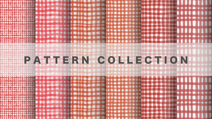 Check pattern in watercolor style, 6 pattern data sets, red

