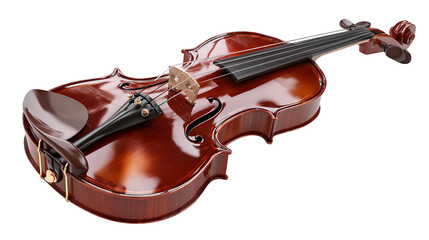 Fototapeta premium Reddish Brown Polished Violin isolated on a transparent background