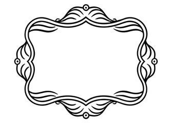 Ornate decorative vintage frame with swirling lines isolated on transparent background