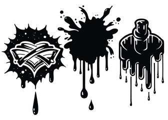 Obraz premium Graffiti heart splash and spray paint bottle isolated on transparent background