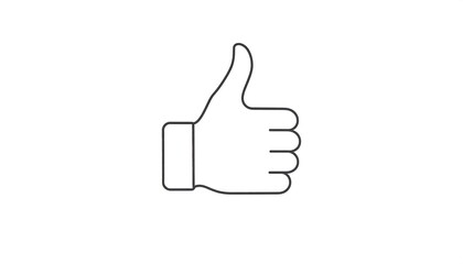 Simple outline graphic of a hand giving a thumbs up